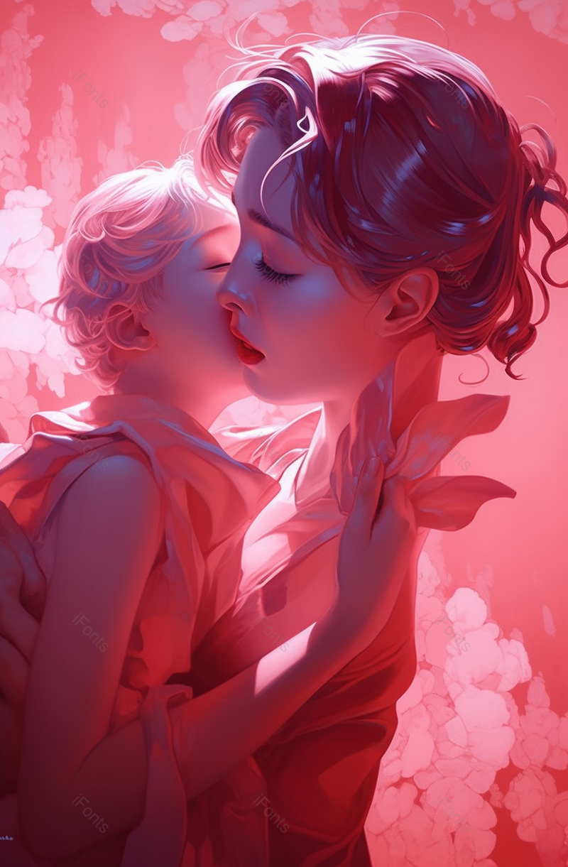 孩子亲吻妈妈感恩母亲节海报背景图,插画/手绘图,插画/手绘图库,插画/手绘图下载,插画/手绘